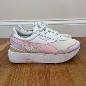Puma Women's Cream and Pink Sneakers